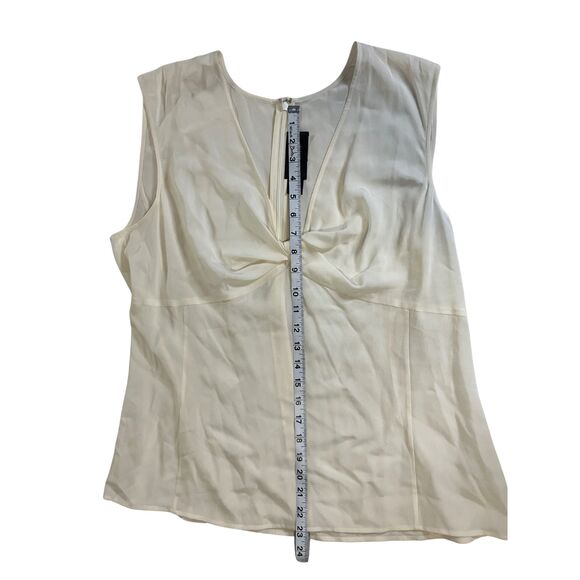 St. John Couture Ivory Silk Draped Twist Front Sleeveless Top Size 16 - Picture 5 of 8